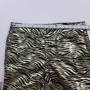 Glam Gold Ashley Stewart shiny Zebra Animal Print Pants 18 Perf for club
